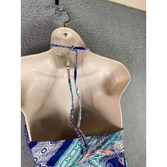 Kenneth Cole Swim Reaction Top Tankini Womens Size Small Ruffle Halter Blue - Picture 9 of 10